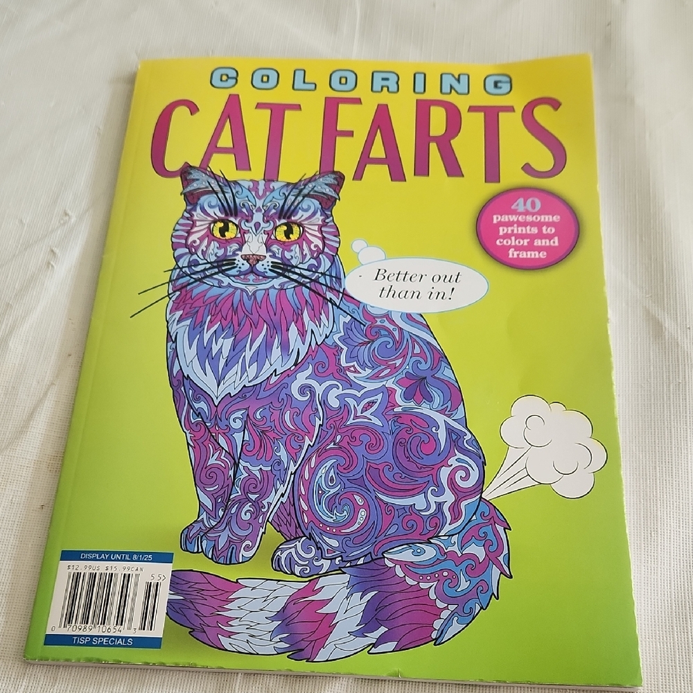Cat Farts Adult Coloring Book 2025 New